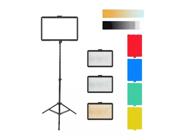 &uu PANEL LED FOTOGRAFIA + LAMINAS INTERCAMBIABLES 15CM X 10 CM + TRIPODE (4965)